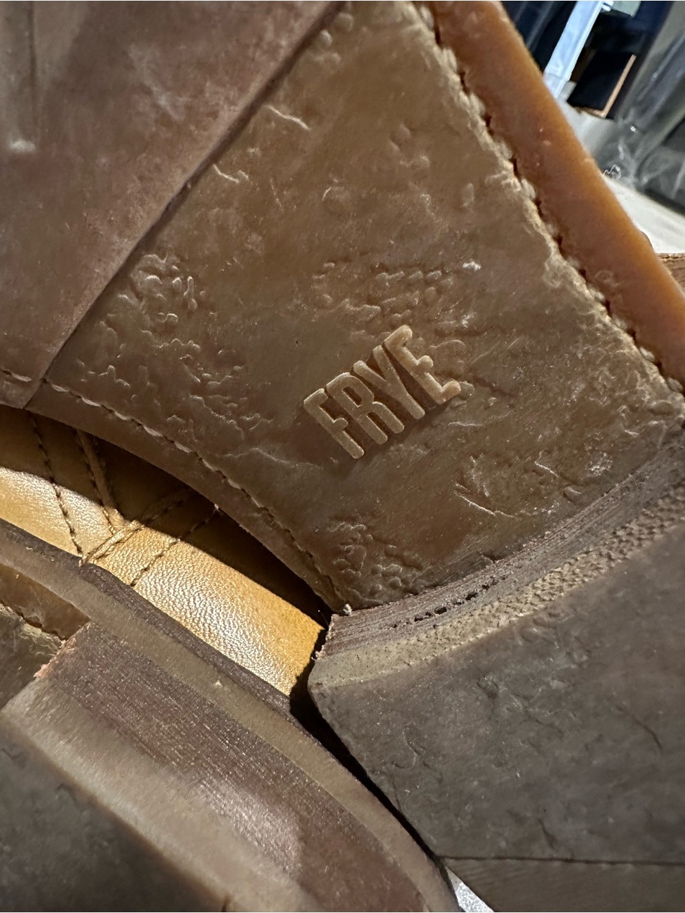 Women's Frye Slouch Camel Tan Leather Mid-Calf Boots - Picture 5 of 9
